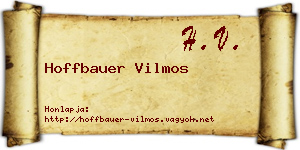 Hoffbauer Vilmos névjegykártya